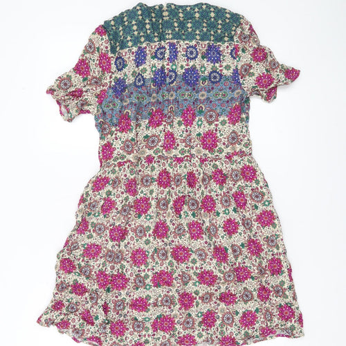 Topshop Women’s Multicoloured Floral Shift Dress UK 8 Short Sleeve