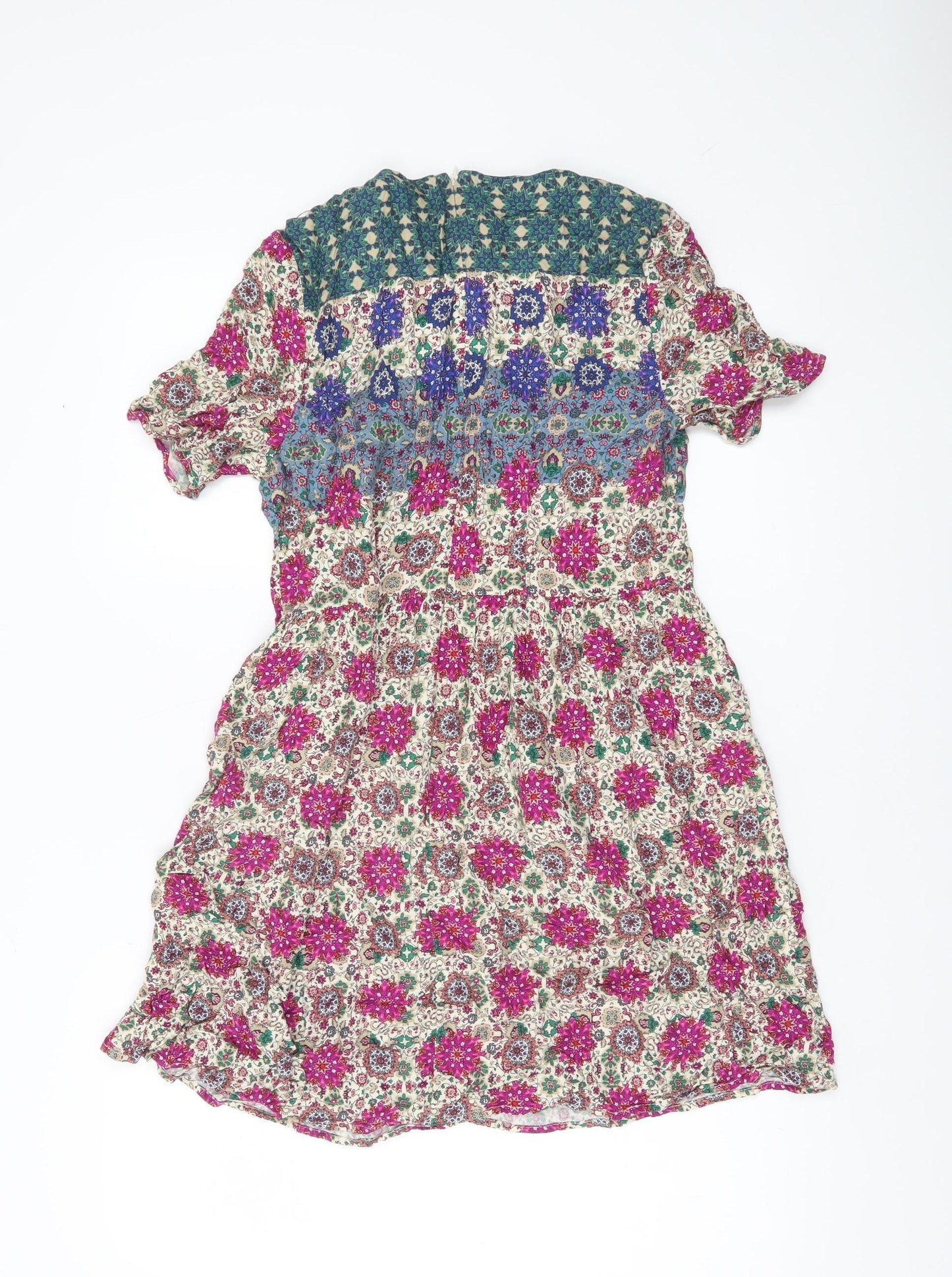 Topshop Women’s Multicoloured Floral Shift Dress UK 8 Short Sleeve