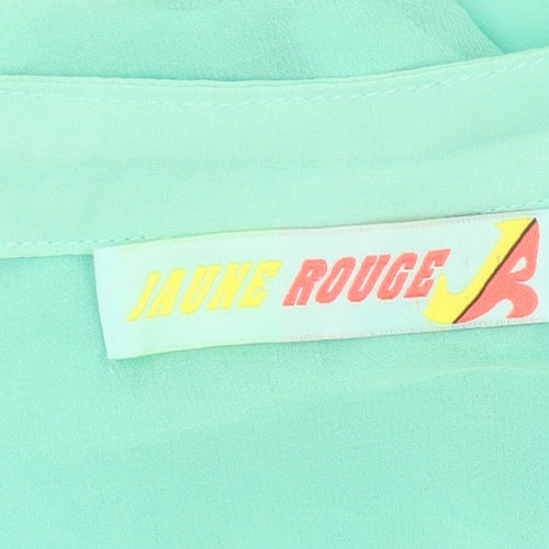 Jaune Rouge Womens Green XL Ruffle Sheer Chiffon Blouse
