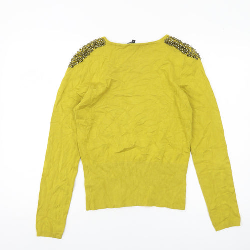 Betty Jackson Black Women’s Yellow Beaded Pullover Jumper Size 12
