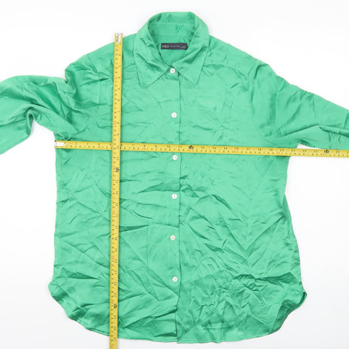 Marks and Spencer Womens Green Size 12 Button-Up Long Sleeve Shirt