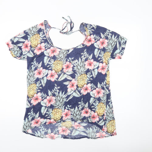 FatFace Womens Multicoloured Tropical Scoop Neck T-Shirt Size 14