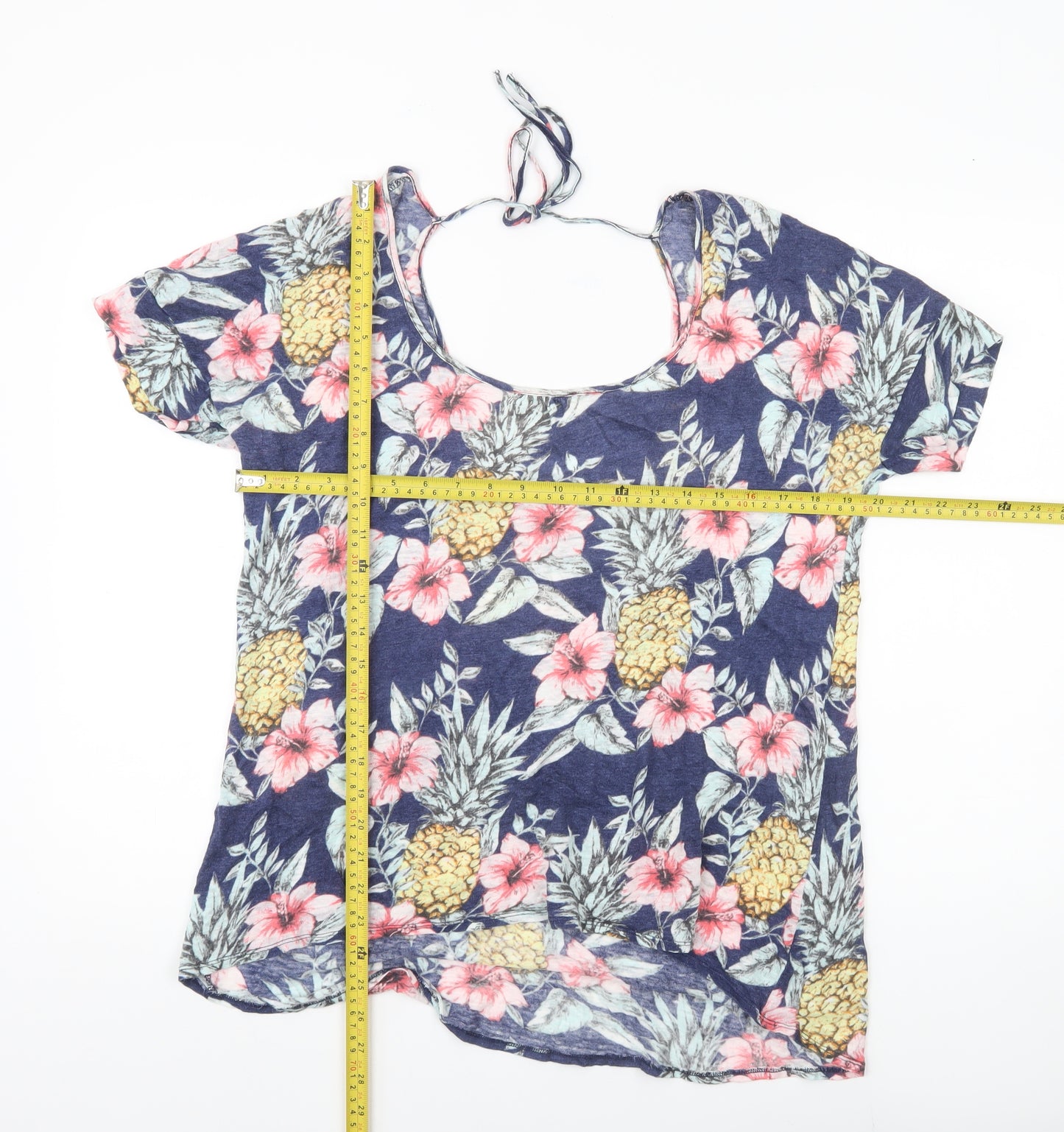 FatFace Womens Multicoloured Tropical Scoop Neck T-Shirt Size 14
