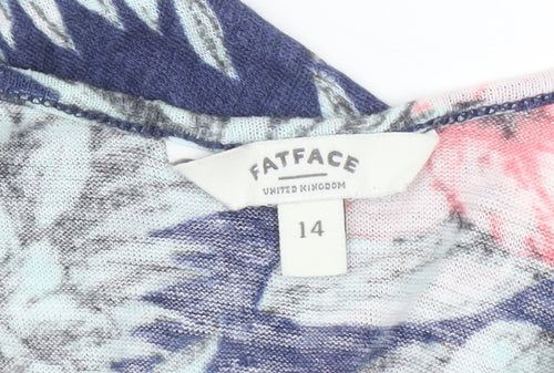 FatFace Womens Multicoloured Tropical Scoop Neck T-Shirt Size 14