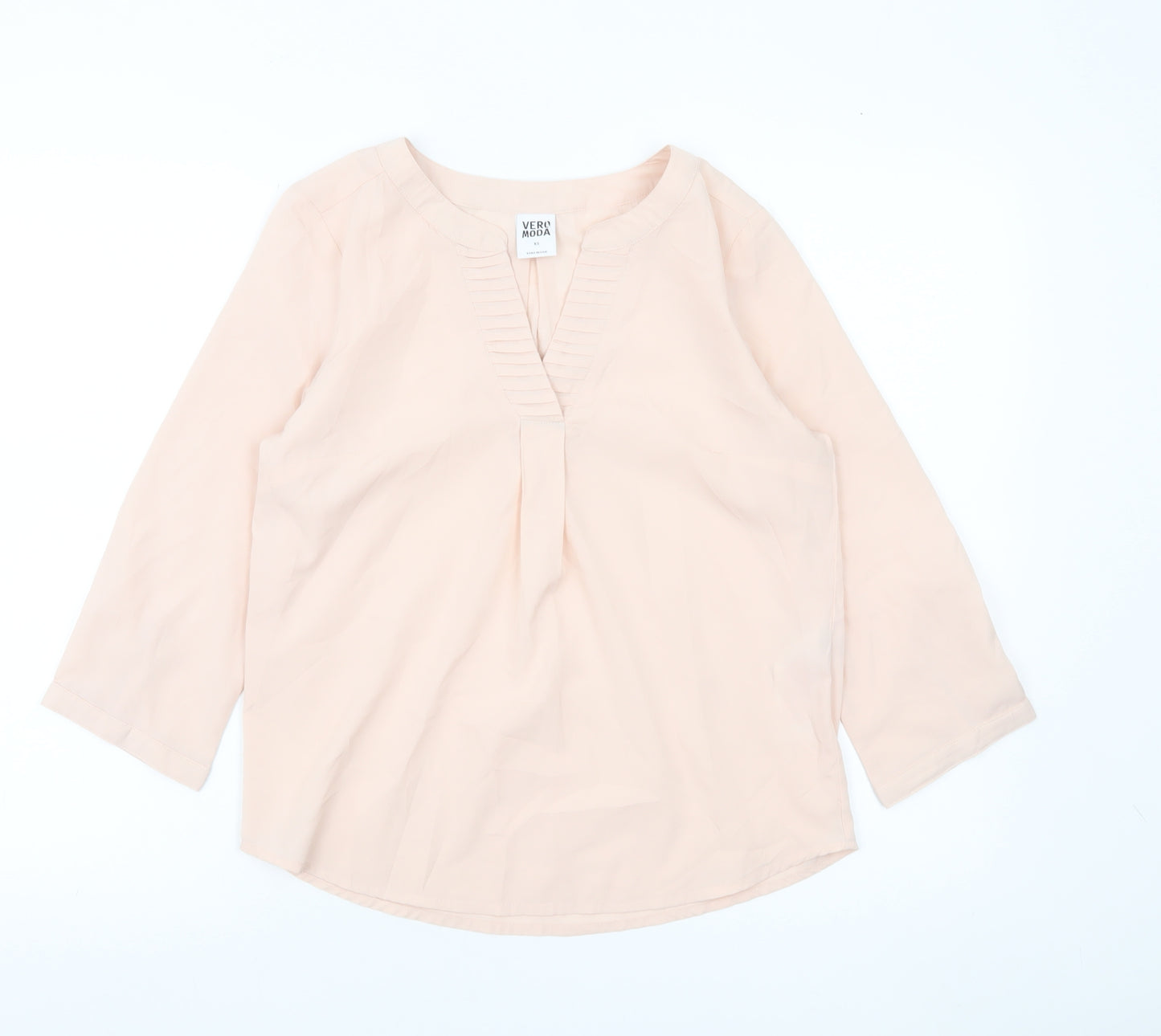 Vero Moda Womens Beige XS Tunic Blouse 3/4 Sleeve V-Neck