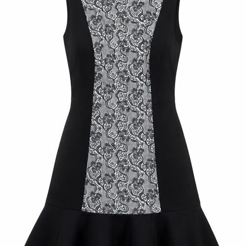 DKNY Women’s Black Grey Fit & Flare Knee Length Sleeveless Dress Size 8