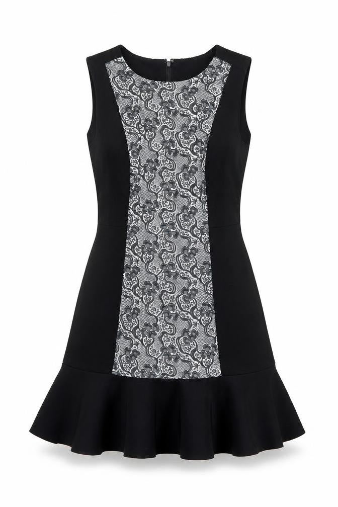 DKNY Women’s Black Grey Fit & Flare Knee Length Sleeveless Dress Size 8