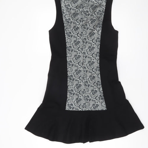 DKNY Women’s Black Grey Fit & Flare Knee Length Sleeveless Dress Size 8