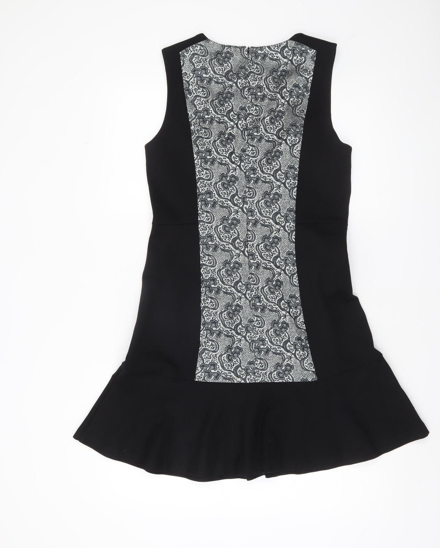 DKNY Women’s Black Grey Fit & Flare Knee Length Sleeveless Dress Size 8