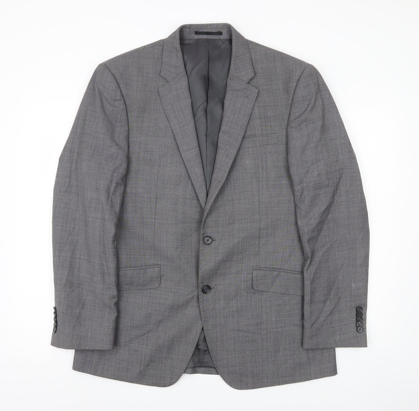 T.M. Lewin Men’s Grey Wool Blend Checked Suit Jacket 40R