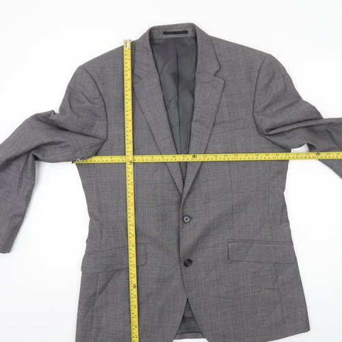 T.M. Lewin Men’s Grey Wool Blend Checked Suit Jacket 40R
