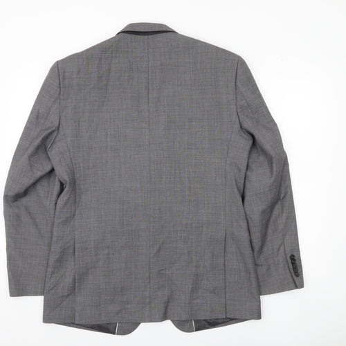 T.M. Lewin Men’s Grey Wool Blend Checked Suit Jacket 40R