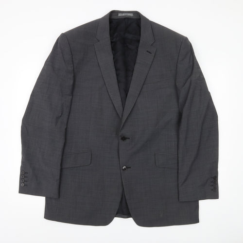 Ben Sherman Men's Grey 44 Blazer Jacket Single-Breasted Wool Blend