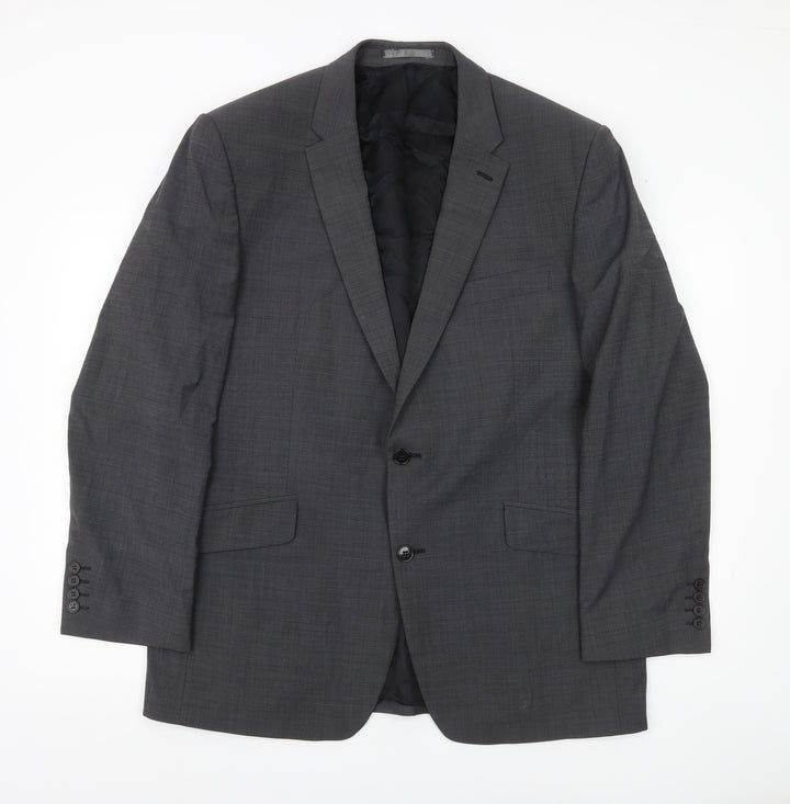 Ben Sherman Men's Grey 44 Blazer Jacket Single-Breasted Wool Blend