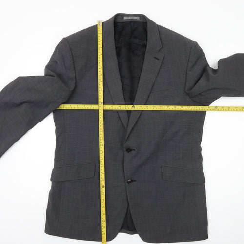 Ben Sherman Men's Grey 44 Blazer Jacket Single-Breasted Wool Blend