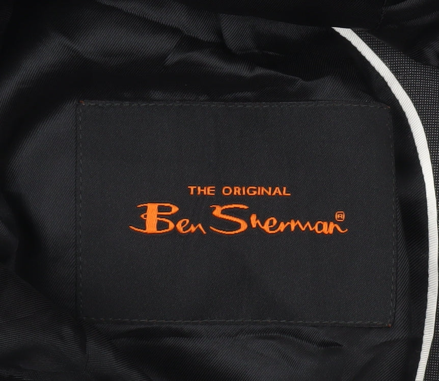 Ben Sherman Men's Grey 44 Blazer Jacket Single-Breasted Wool Blend