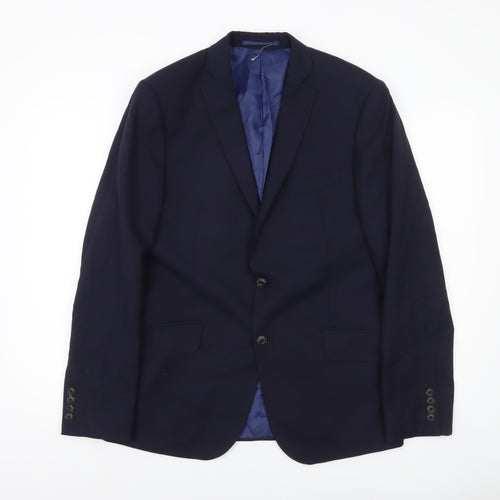 Marks and Spencer Mens Blue Slim Fit Wool Blazer Jacket 40 M