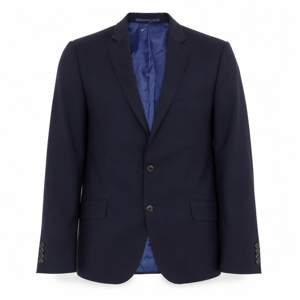 Front view of Marks & Spencer men’s blue slim fit wool blazer jacket 40 m
