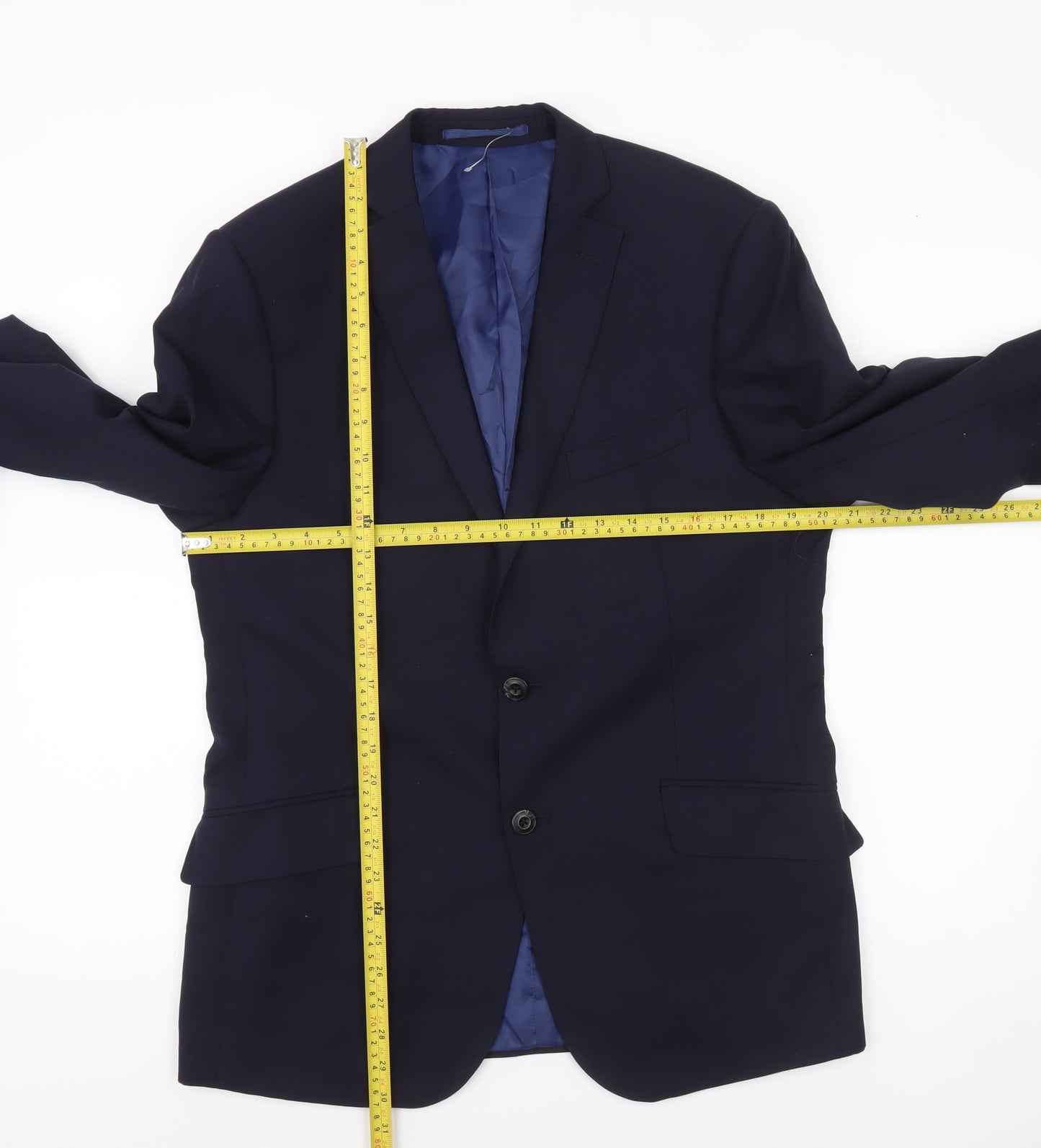 Marks and Spencer Mens Blue Slim Fit Wool Blazer Jacket 40 M