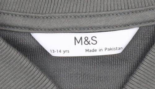 Marks and Spencer Boys Green 13-14 Yrs Track Jacket Full Zip Casual