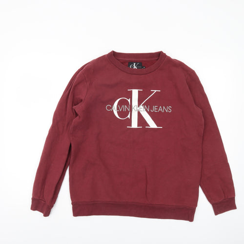 Calvin Klein Jeans Women's Red Pullover Sweatshirt Size S Logo