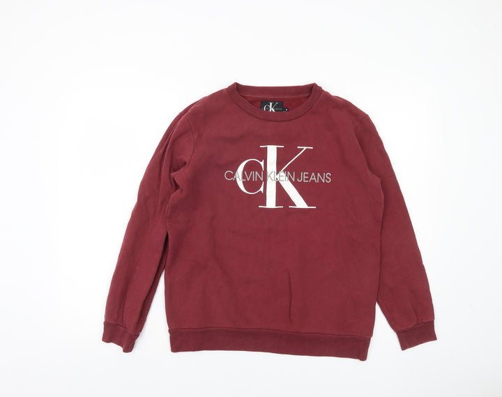 Calvin Klein Jeans Women's Red Pullover Sweatshirt Size S Logo