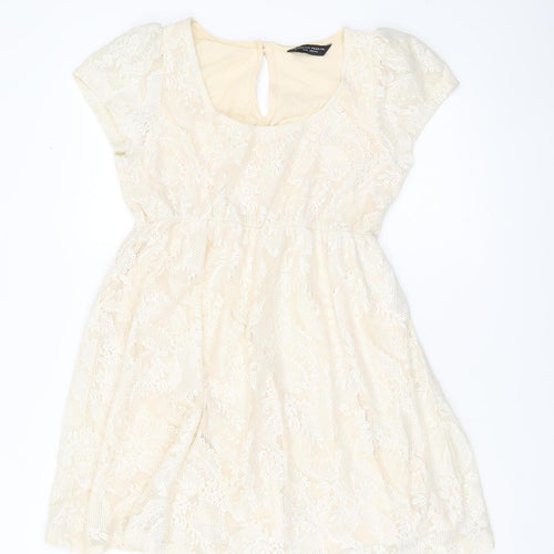 Dorothy Perkins Women’s Ivory Lace Fit & Flare Dress Size 12