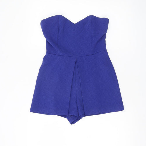 New Look Women’s Blue Size 10 Strapless Pleated Playsuit