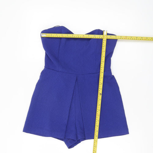 New Look Women’s Blue Size 10 Strapless Pleated Playsuit