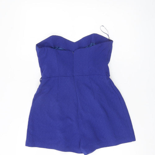 New Look Women’s Blue Size 10 Strapless Pleated Playsuit