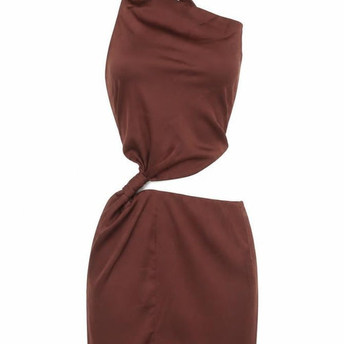Oh Polly Women’s Brown Bodycon Halter Mini Dress UK 8 Partywear