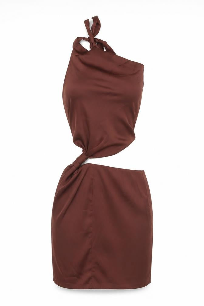 Oh Polly Women’s Brown Bodycon Halter Mini Dress UK 8 Partywear