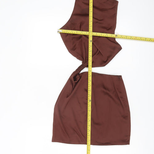 Oh Polly Women’s Brown Bodycon Halter Mini Dress UK 8 Partywear
