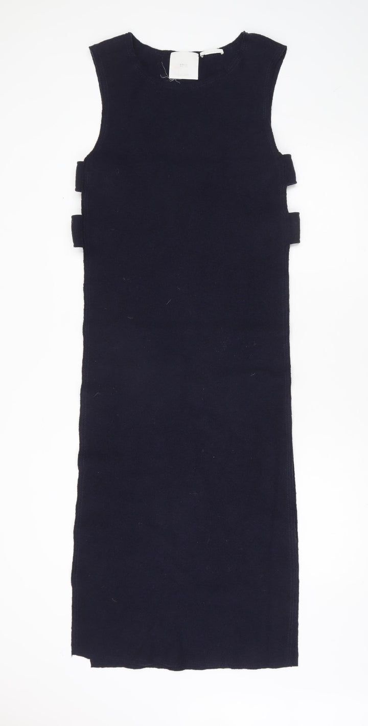 MNG Women’s Black Wool Shift Dress Size 8 Sleeveless Workwear
