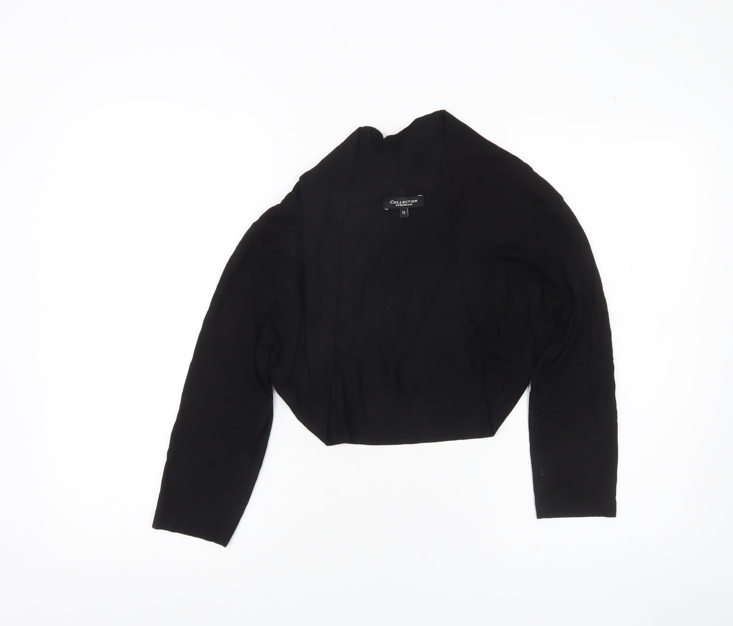 Debenhams Women’s Black Cropped Jersey Blouse Size 14 Long Sleeve