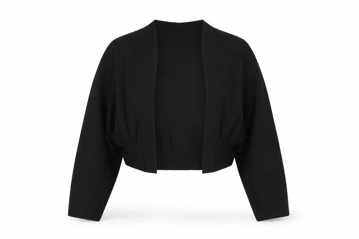 Debenhams Women’s Black Cropped Jersey Blouse Size 14 Long Sleeve
