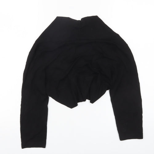 Debenhams Women’s Black Cropped Jersey Blouse Size 14 Long Sleeve