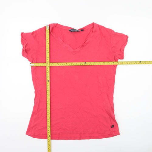 Regatta Womens Pink V-Neck Cotton T-Shirt Size 12 Casual Lightweight
