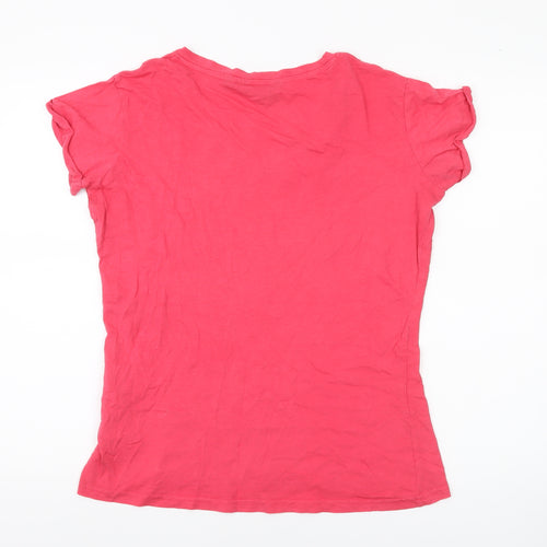 Regatta Womens Pink V-Neck Cotton T-Shirt Size 12 Casual Lightweight