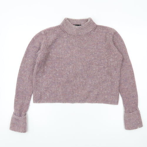 Topshop Women’s Purple Mock Neck Chunky Knit Jumper Size 10