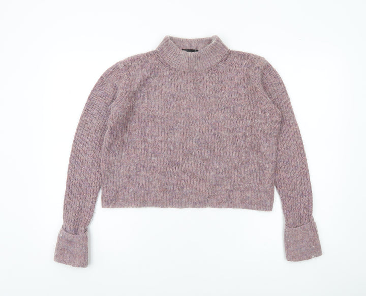 Topshop Women’s Purple Mock Neck Chunky Knit Jumper Size 10