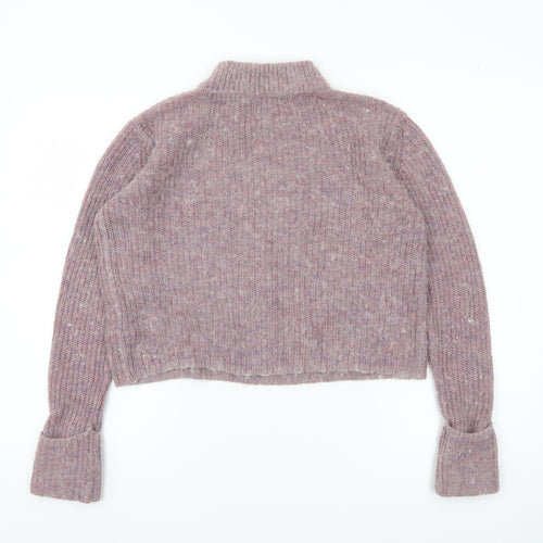 Topshop Women’s Purple Mock Neck Chunky Knit Jumper Size 10