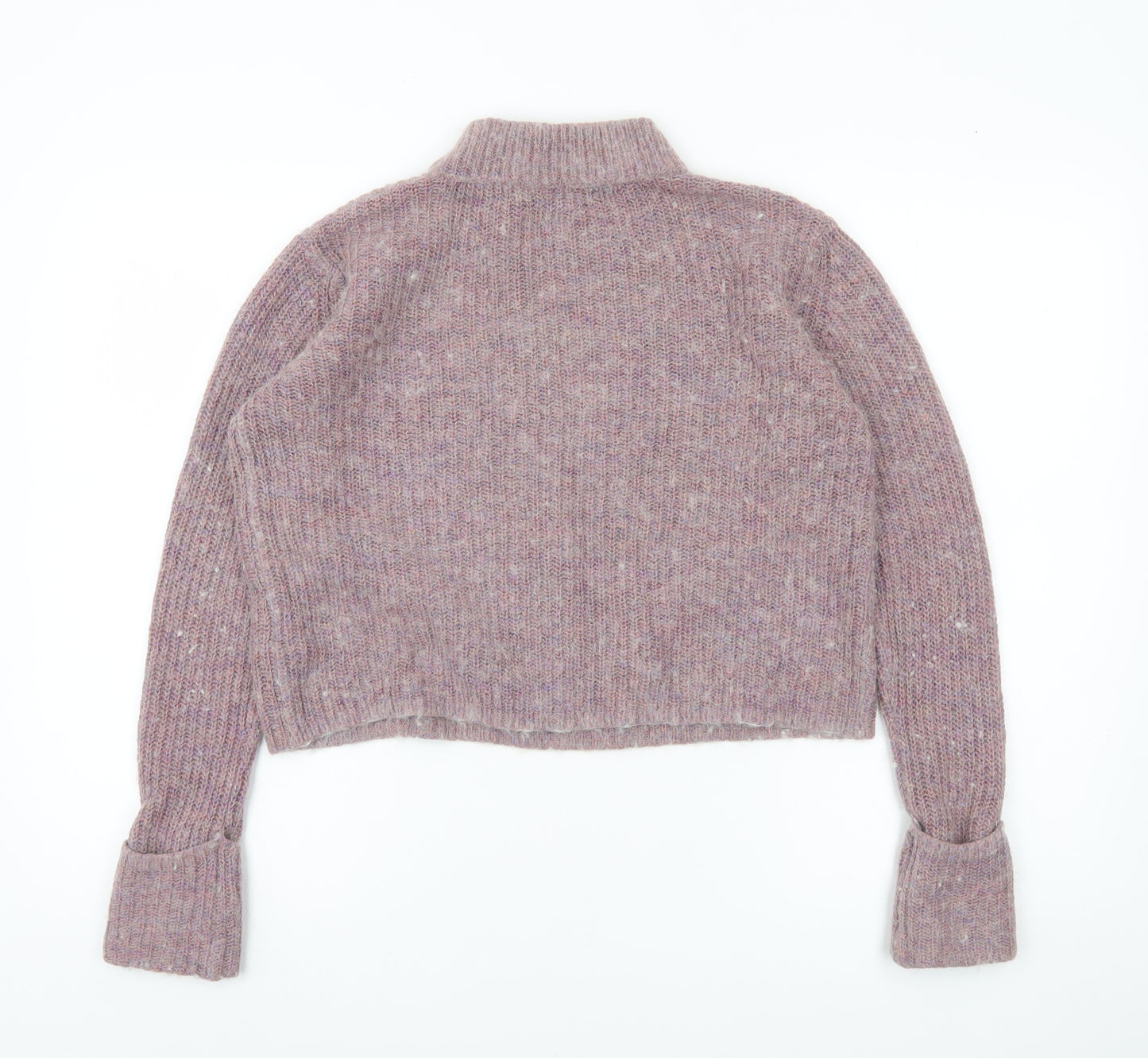 Topshop Women’s Purple Mock Neck Chunky Knit Jumper Size 10