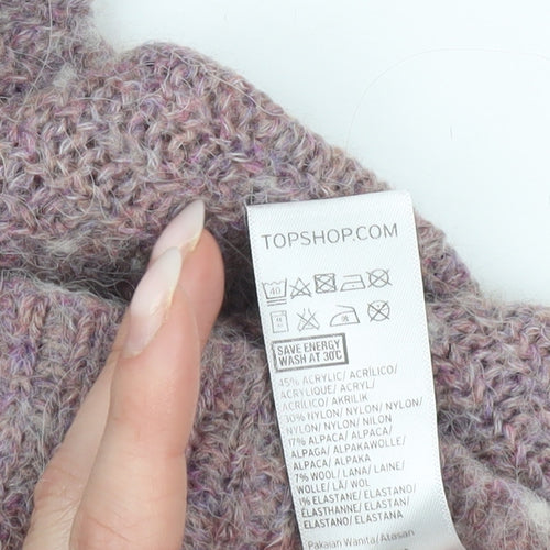 Topshop Women’s Purple Mock Neck Chunky Knit Jumper Size 10