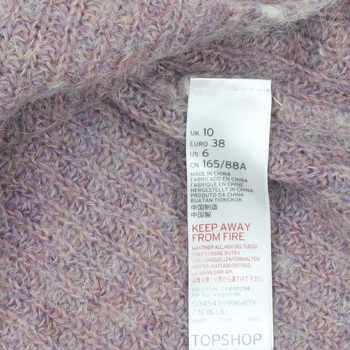 Topshop Women’s Purple Mock Neck Chunky Knit Jumper Size 10