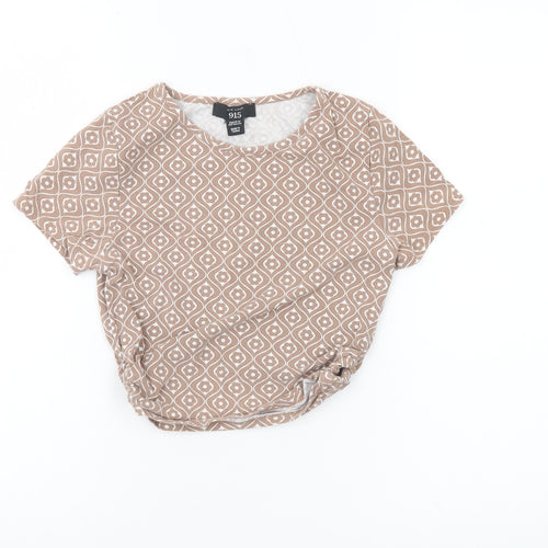 New Look Girls Brown Geometric T-Shirt Age 12-13 Years Cotton Blend