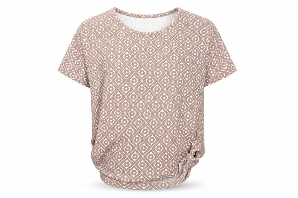 New Look Girls Brown Geometric T-Shirt Age 12-13 Years Cotton Blend
