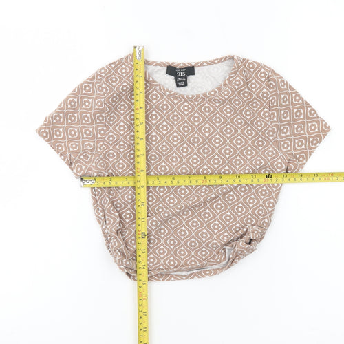 New Look Girls Brown Geometric T-Shirt Age 12-13 Years Cotton Blend