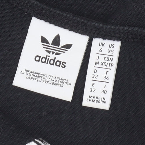 Adidas Women’s Black Crop Tank Top Size 6 XS Cotton Blend