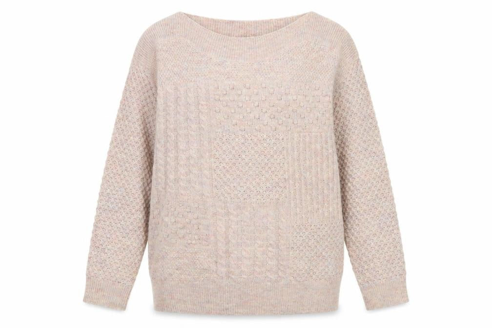Front view of Marks & Spencer Women’s Pink Cable Knit Jumper, size UK 6